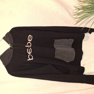Bebe Black and Gray Lightweight Shirt Jacket